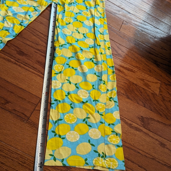 Lemon print pajama pants - lounge pants - yellow & blue - medium - cotton - Picture 4 of 8